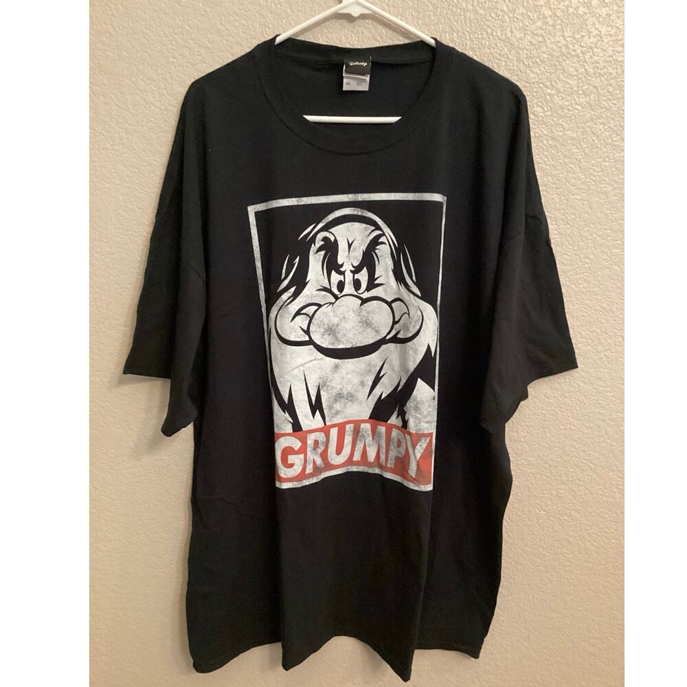 Disney Grumpy Snow White and the Seven Dwarfs OBEY art Stylized Black Tee 3X